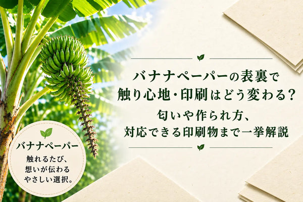 バナナペーパーの表裏で触り心地・印刷はどう変わる？ 匂いや作られ方、対応できる印刷物まで一挙解説